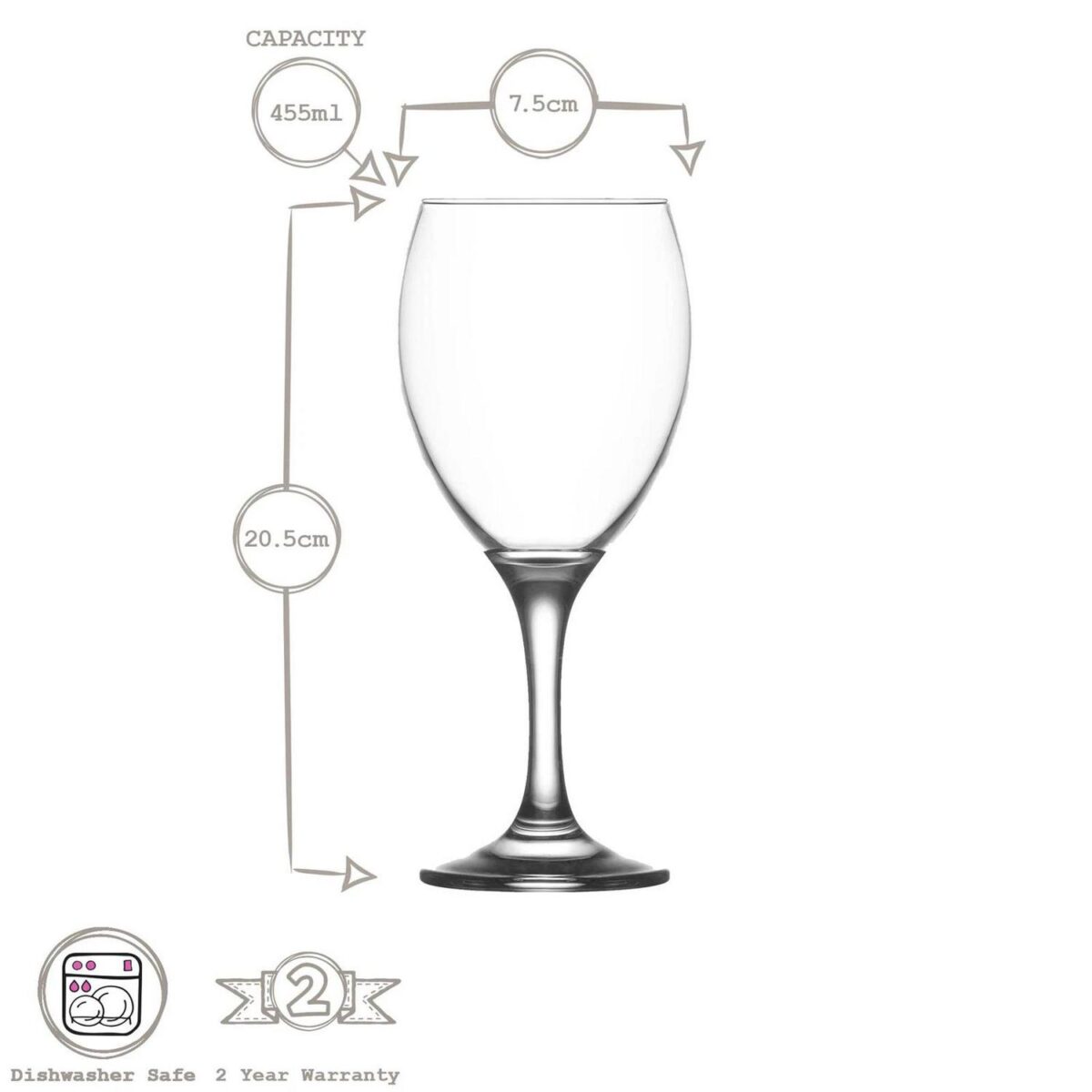 12x LAV 455ml Empire Red Wine Glasses Party Cocktail Drinking Glass Goblet Set - Image 3