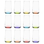 12x LAV 480ml Lal Highball Glasses Coloured Base Cocktail Drinking Tumblers Set