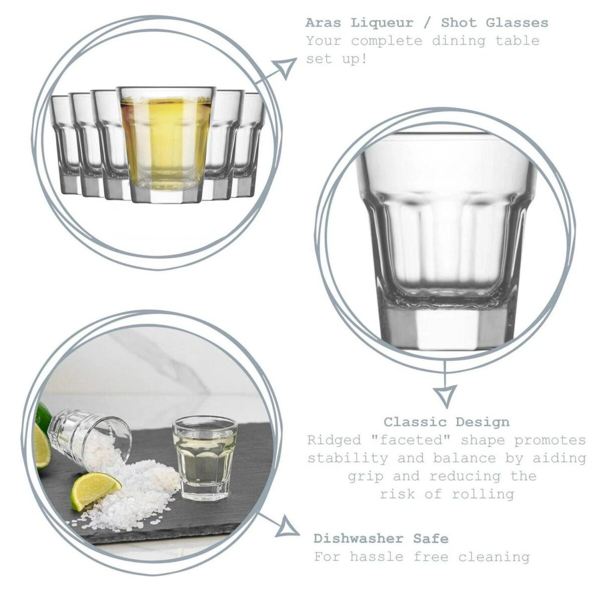 12x LAV Aras Shot Glasses Small Mini Glass Hen Party Drinking Cups Set 45ml - Image 2