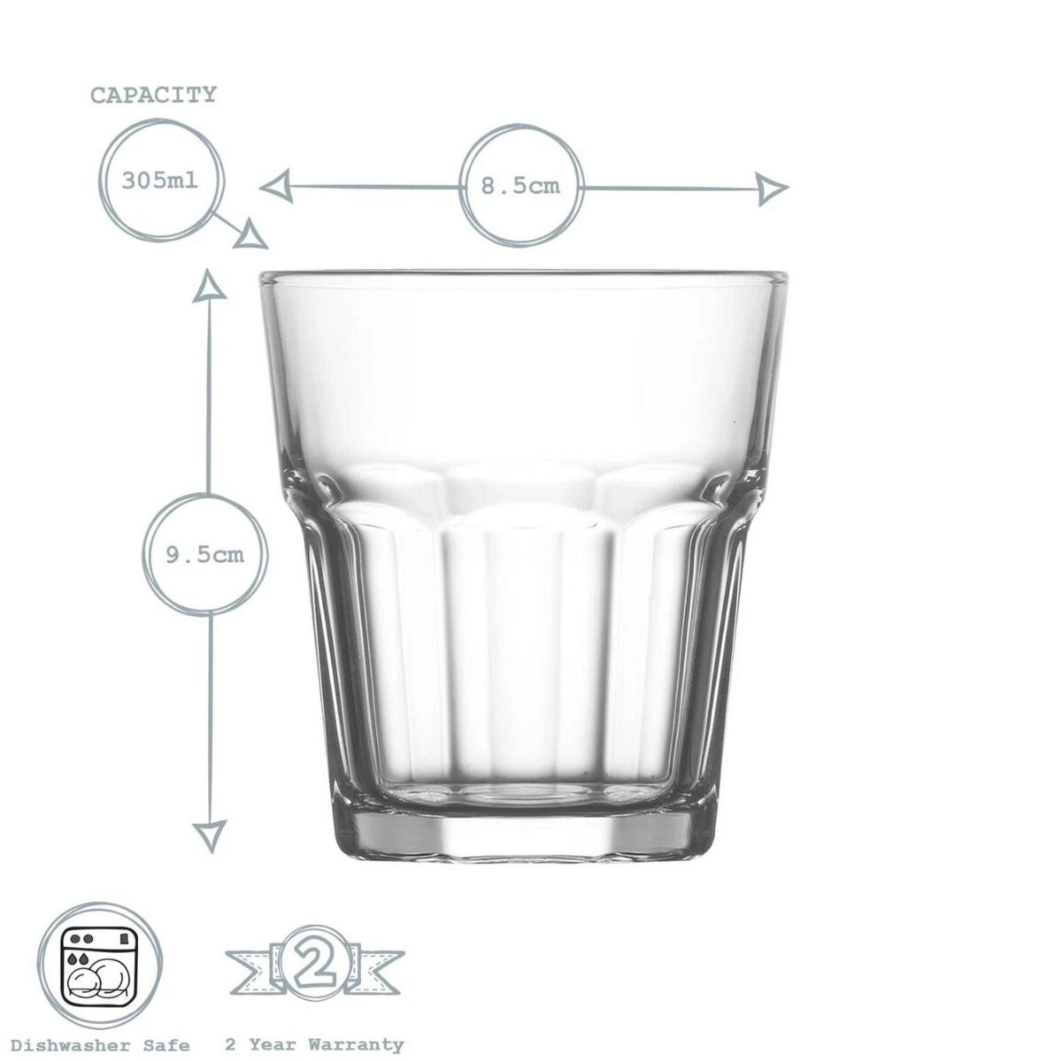 12x LAV Aras Whiskey Glasses Glass Scotch Rum Drinking Tumblers Set 305ml - Image 3