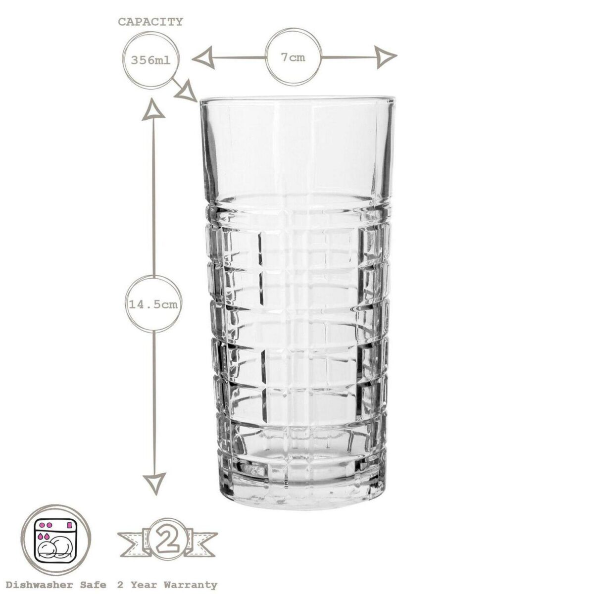 12x LAV Brit Highball Glasses Tall Glass Water Drinking Tumblers Set 356ml - Image 3
