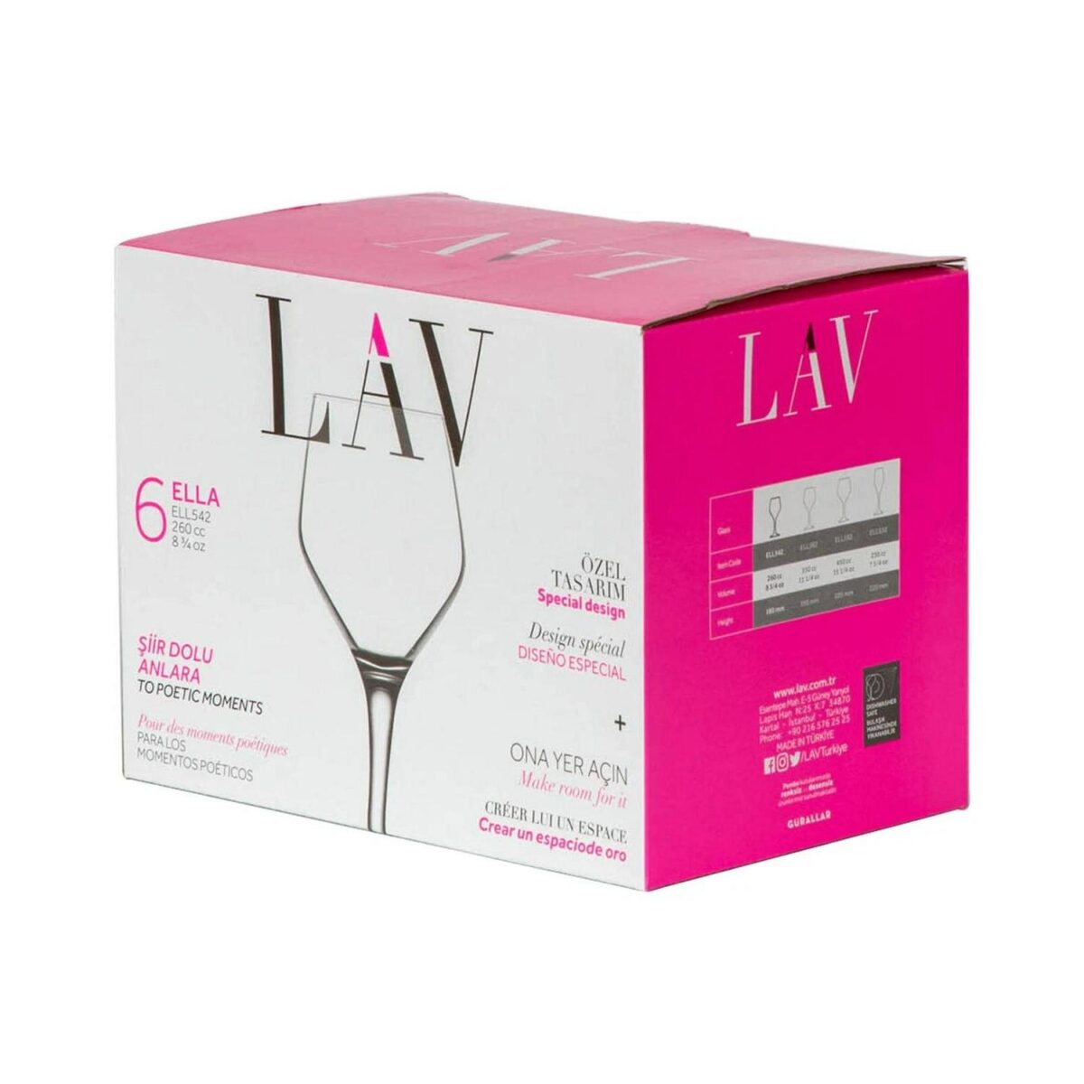 12x LAV Clear 260ml Ella White Wine Glasses Party Cocktail Drinking Goblet Set - Image 5