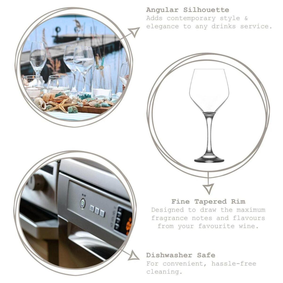 12x LAV Clear 260ml Ella White Wine Glasses Party Cocktail Drinking Goblet Set - Image 2