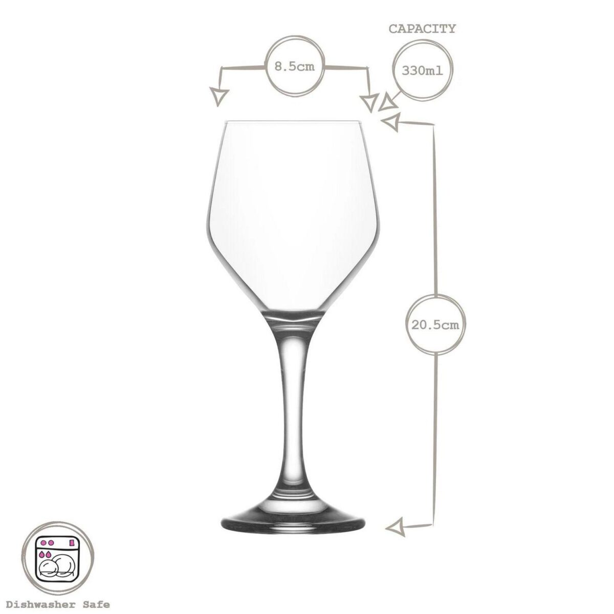 12x LAV Clear 260ml Ella White Wine Glasses Party Cocktail Drinking Goblet Set - Image 3