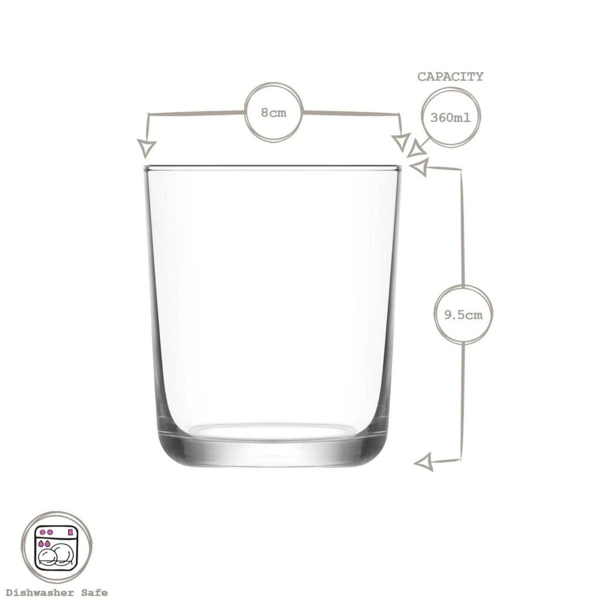 12x LAV Clear 360ml Assos Whisky Glasses Whiskey Tumbler Glassware Gift Set - Image 3