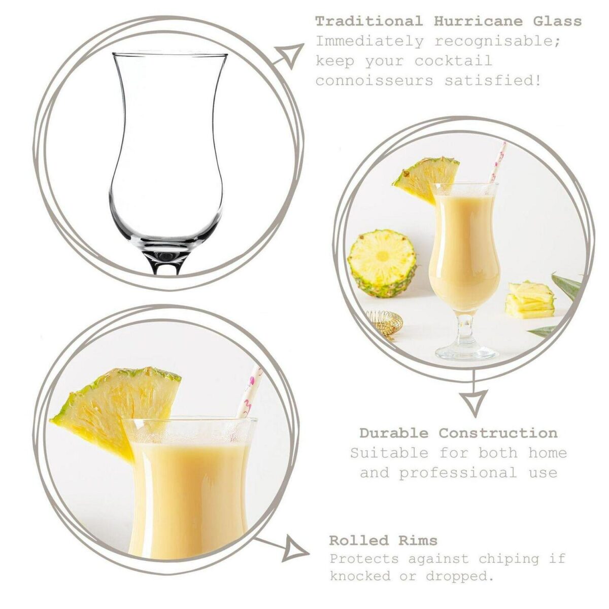 12x LAV Fiesta Pina Colada Glasses Hurricane Cocktail Party Drinking Set 460ml - Image 2