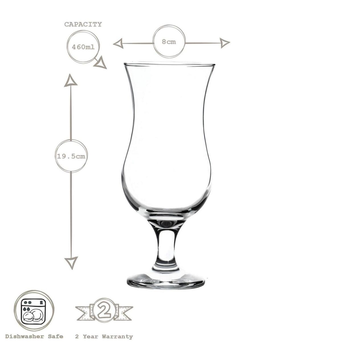 12x LAV Fiesta Pina Colada Glasses Hurricane Cocktail Party Drinking Set 460ml - Image 3