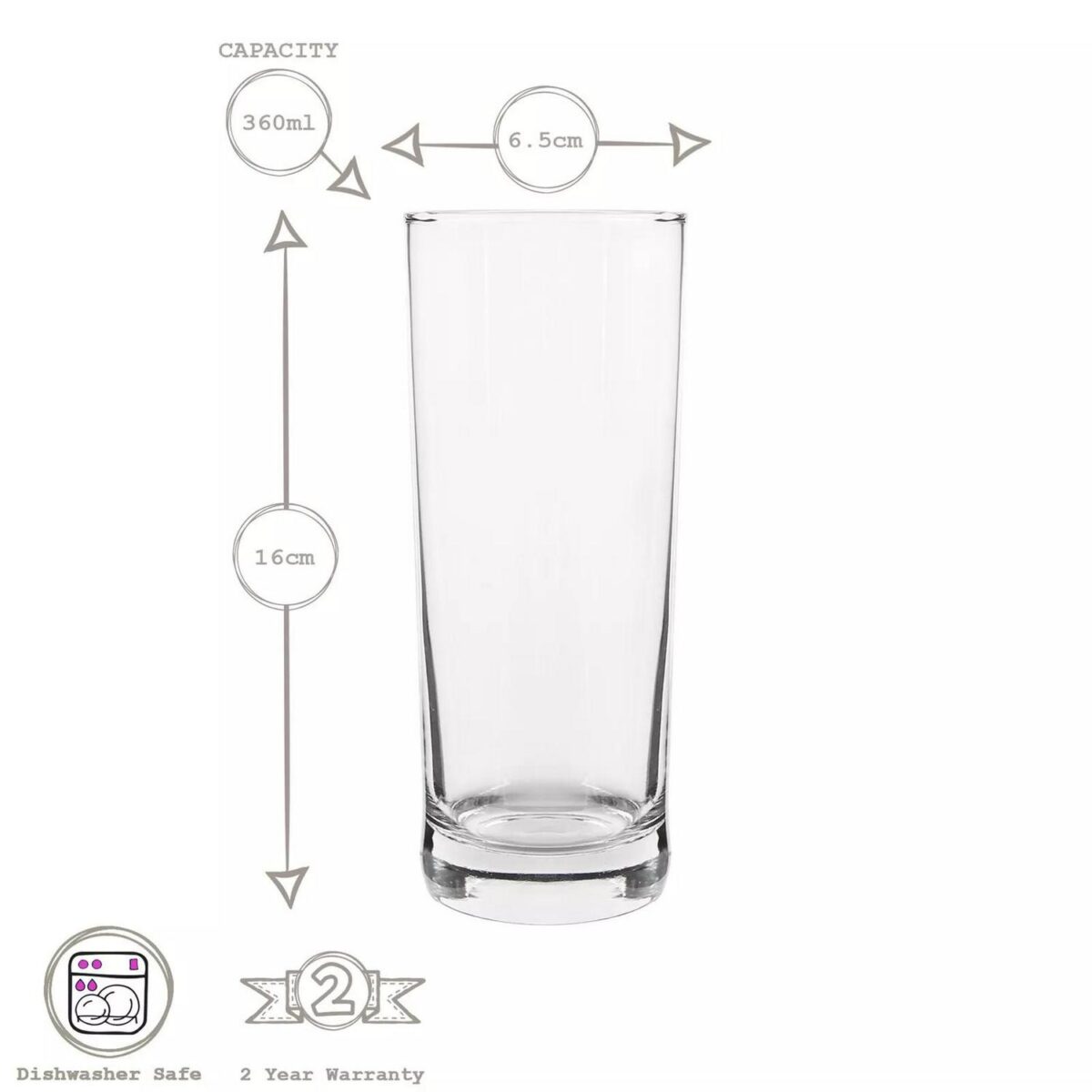 12x LAV Liberty Highball Glasses Tall Glass Water Drinking Tumblers Set 360ml - Image 3