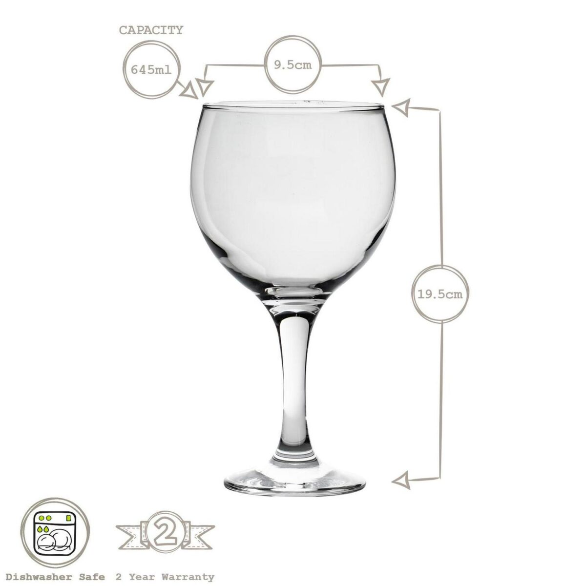 12x LAV Misket Gin and Tonic Glasses Large Glass Cocktail Balloon Gift Set 645ml - Image 3