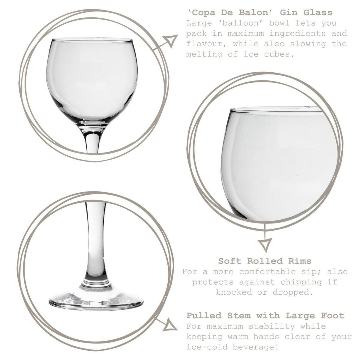 12x LAV Misket Gin and Tonic Glasses Large Glass Cocktail Balloon Gift Set 645ml - Image 2