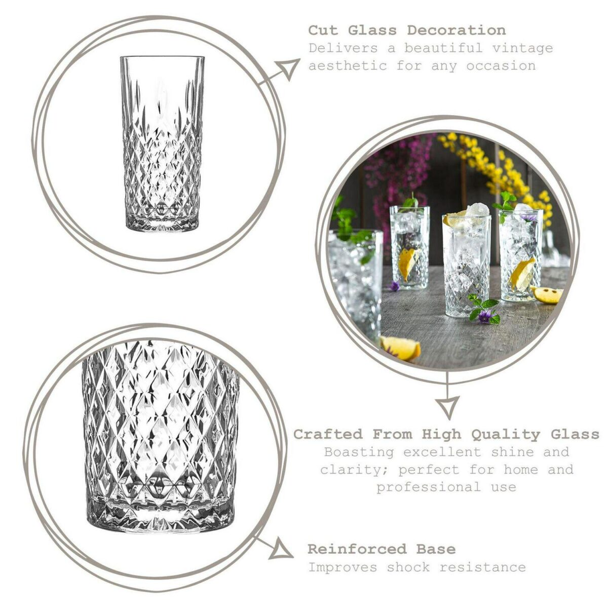 12x LAV Odin Highball Glasses Tall Glass Water Drinking Tumblers Set 356ml - Image 2