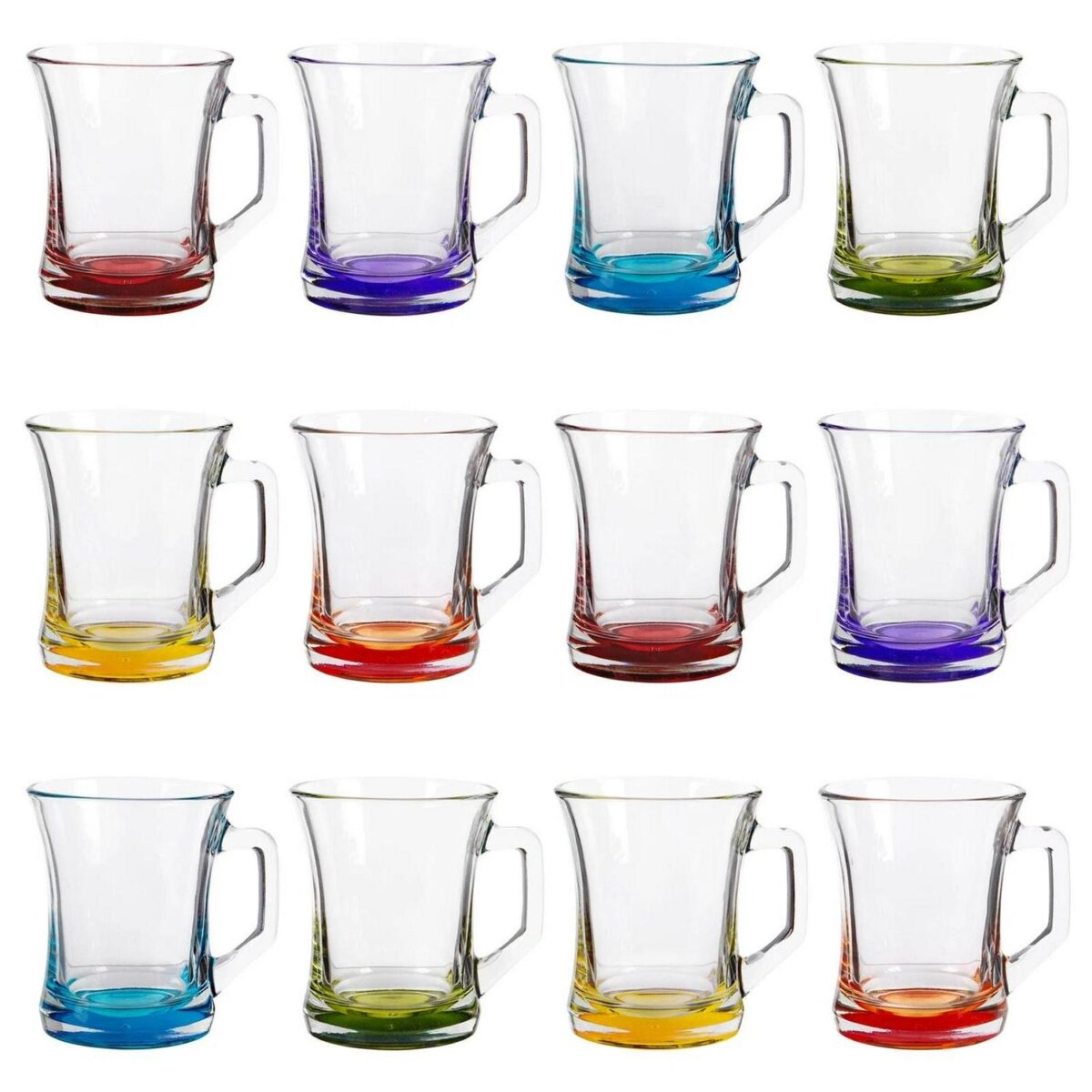 12x LAV Zen+ Coloured Base Glass Coffee Mugs Tea Latte Cappuccino Cups 225ml - Image 1