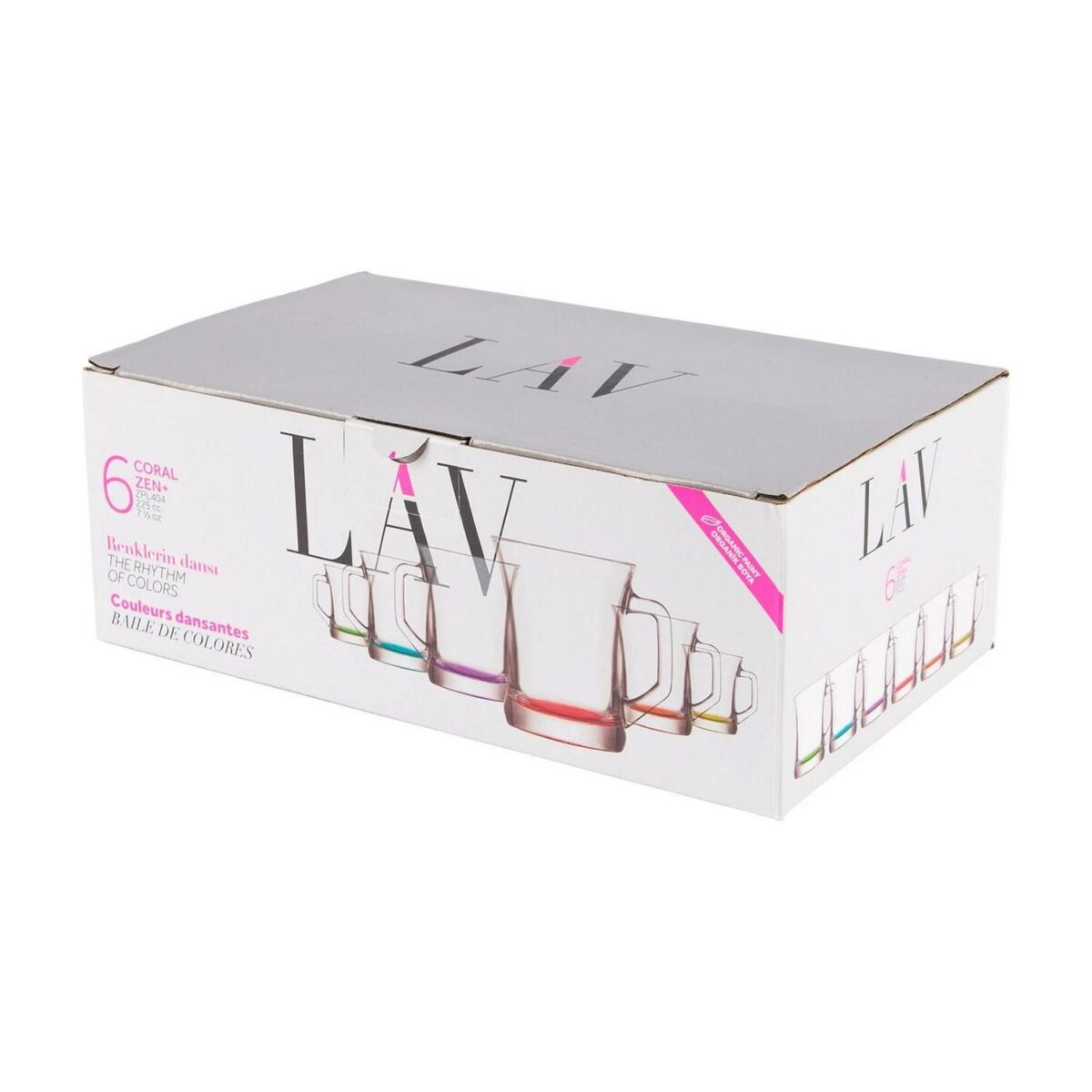 12x LAV Zen+ Coloured Base Glass Coffee Mugs Tea Latte Cappuccino Cups 225ml - Image 5