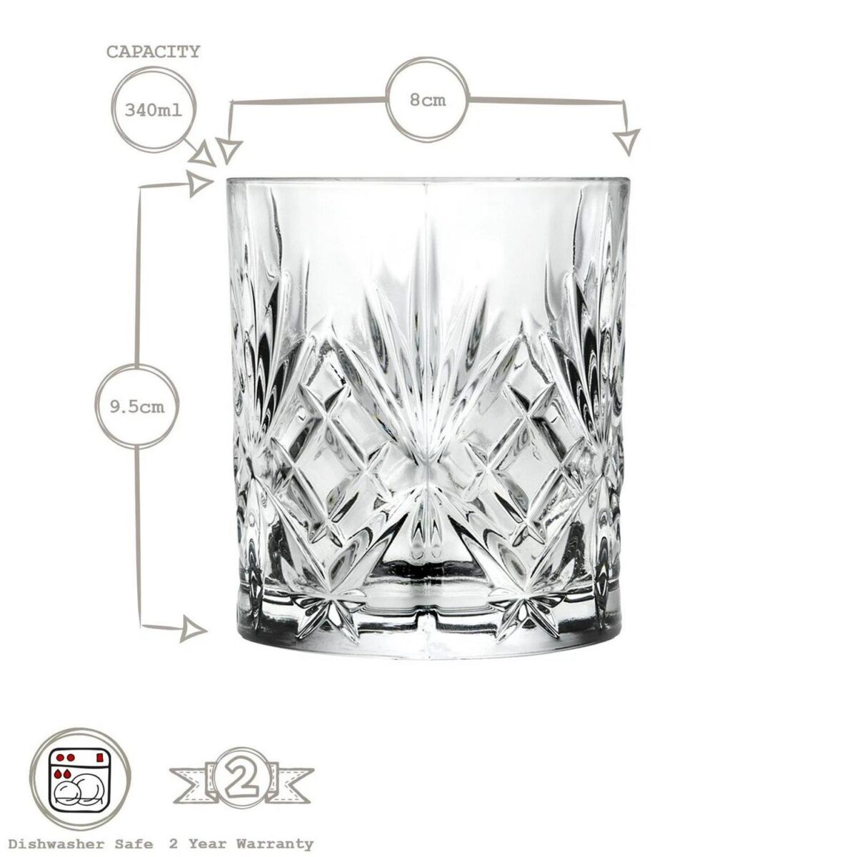12x RCR Crystal 340ml Melodia Whisky Glasses Whiskey Tumbler Glassware Gift Set - Image 3