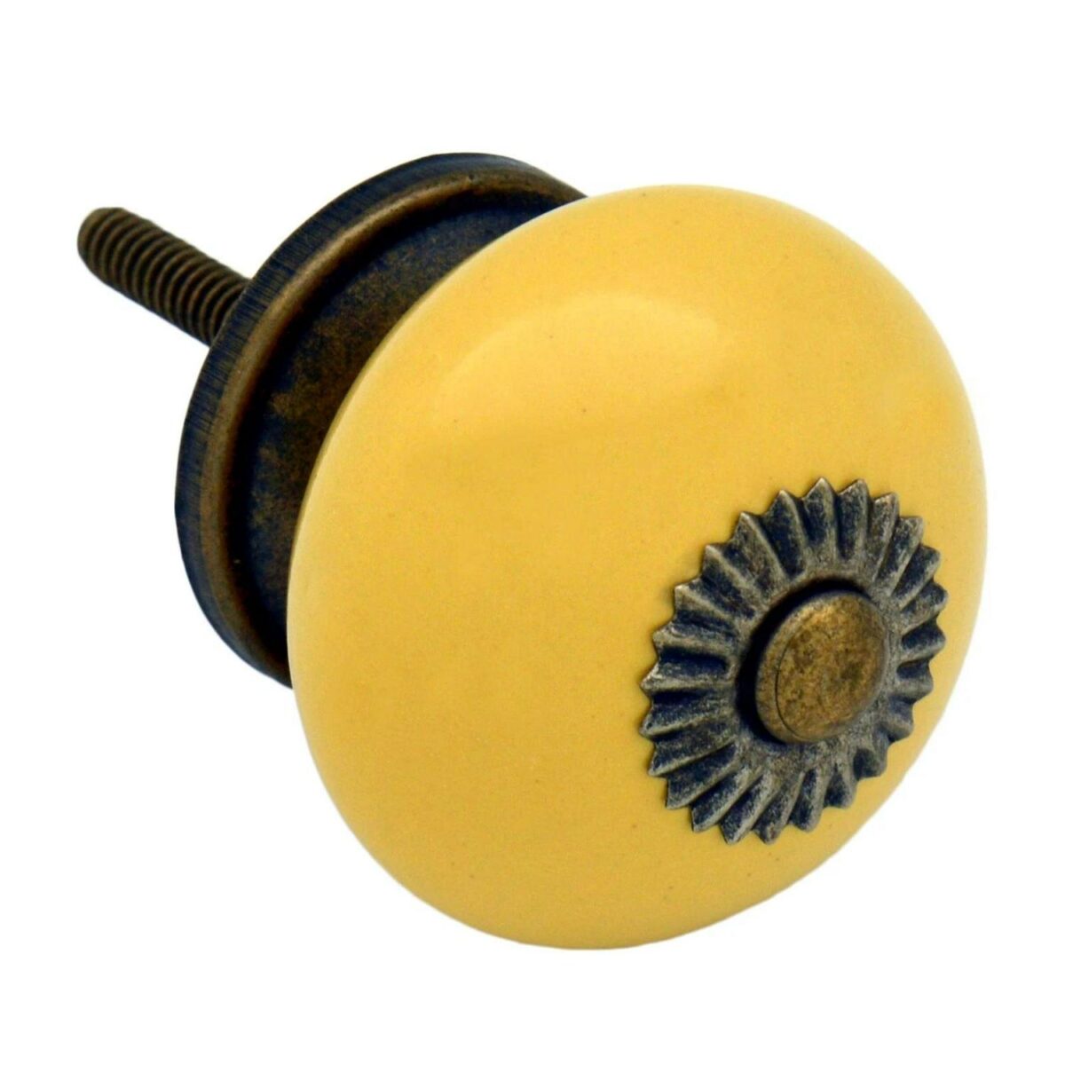 12x Round Ceramic Cabinet Knobs Vintage Cupboard Door Drawer Handles Yellow - Image 5