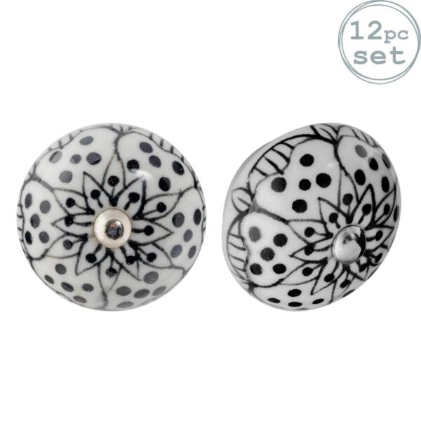 12x Round Ceramic Cabinet Knobs Vintage Cupboard Door Drawer Handles White Rose