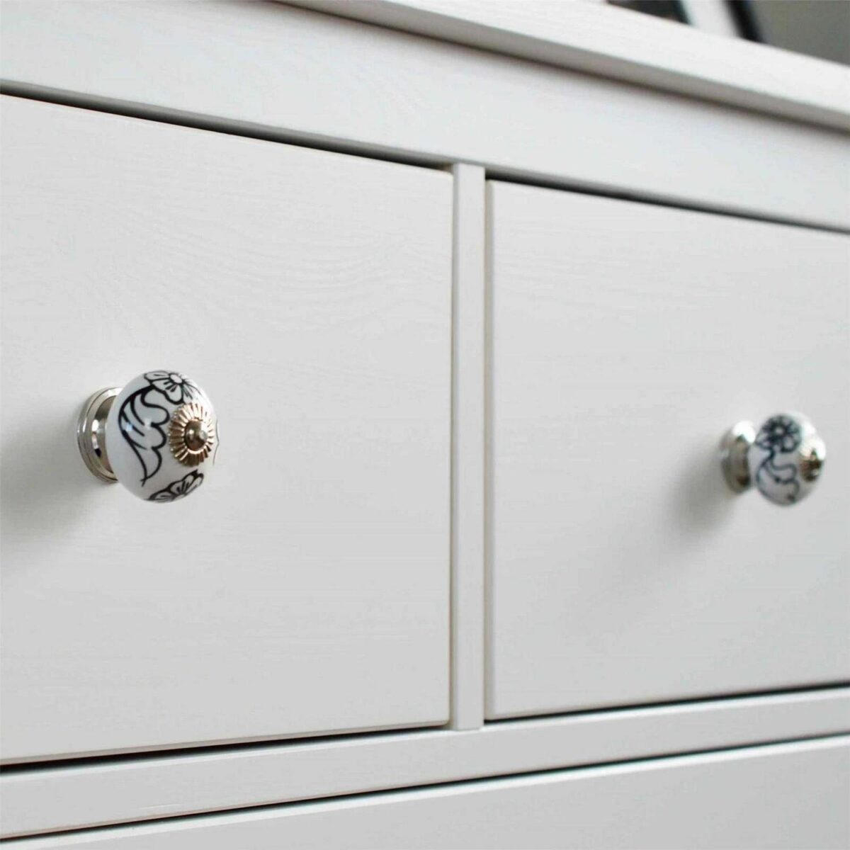 12x Round Ceramic Cabinet Knobs Cupboard Door Drawer Handles Black Blooms - Image 6