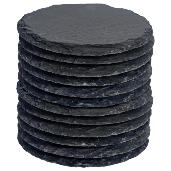 12x Round Slate Coasters 10cm Natural Drinks Coaster Wedding Table Mat Gift Set
