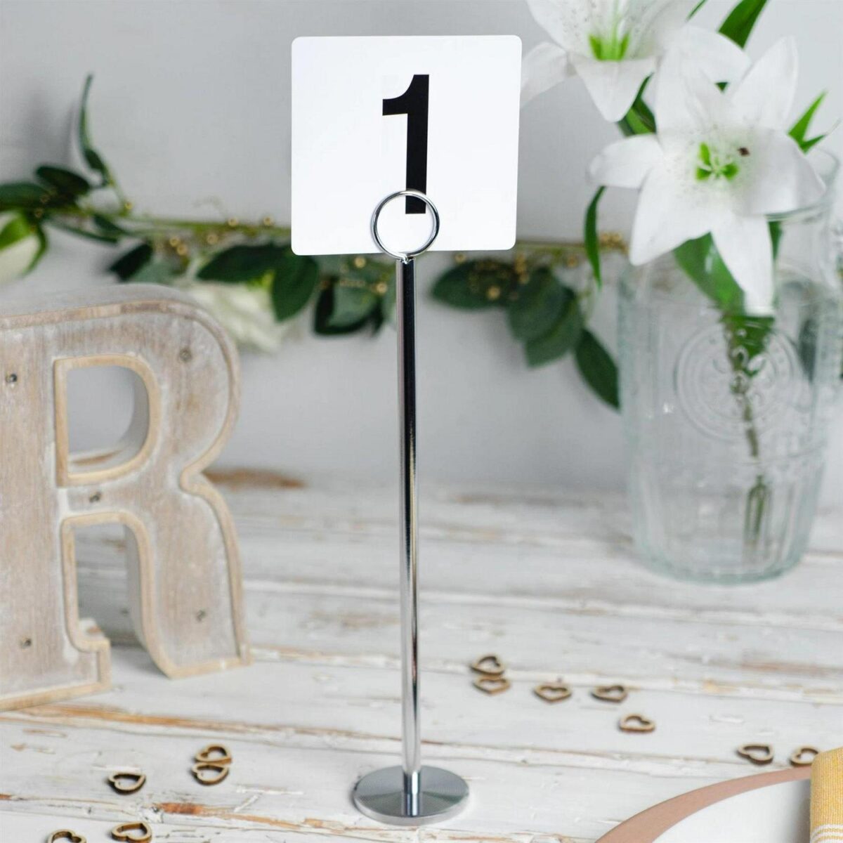 12x Table Number Holders Wedding Place Card Sign Stand Set Photo 20cm Silver - Image 4