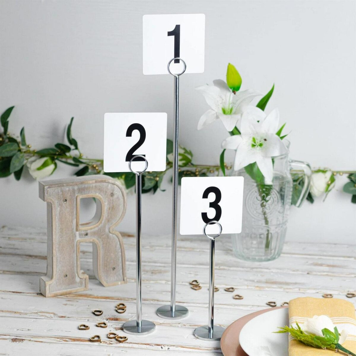 12x Table Number Holders Wedding Place Card Sign Stand Set Photo 20cm Silver - Image 5