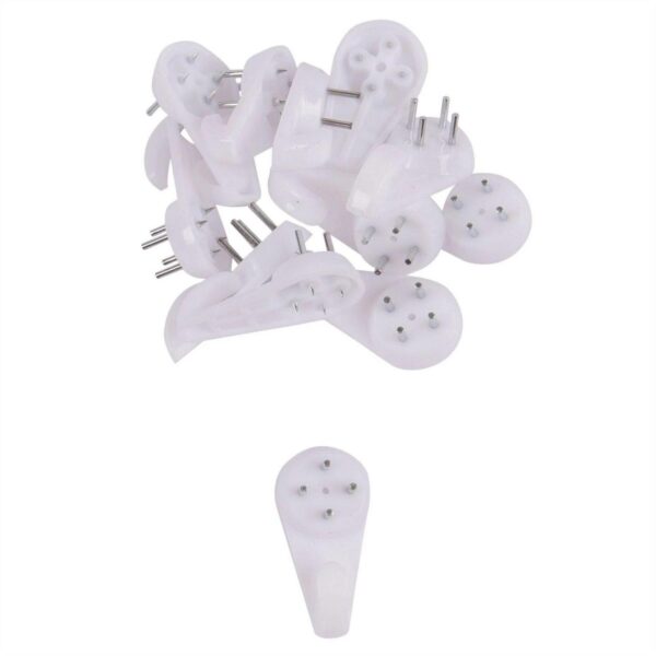 12x White 30mm Plastic Picture Hooks Photo Frame Hard Wall Hardwall Hanging