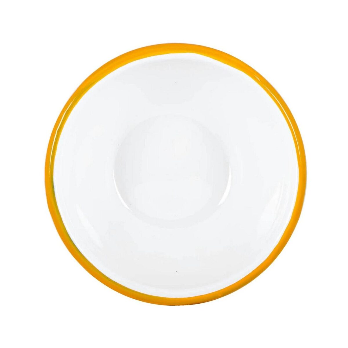 12x White Enamel Bowls Metal Outdoor Camping Food Dishes 16cm Yellow - Image 4