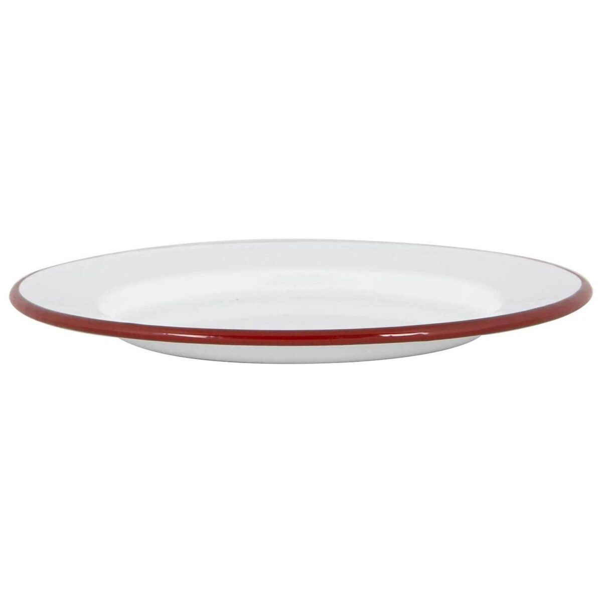 12x White Enamel Dinner Plates Metal Outdoor Camping Food Dishes 25.5cm Red - Image 4