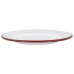 12x White Enamel Dinner Plates Metal Outdoor Camping Food Dishes 25.5cm Red - Image 4