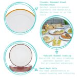 12x White Enamel Dinner Plates Metal Outdoor Camping Food Dishes 25.5cm Green - Image 2