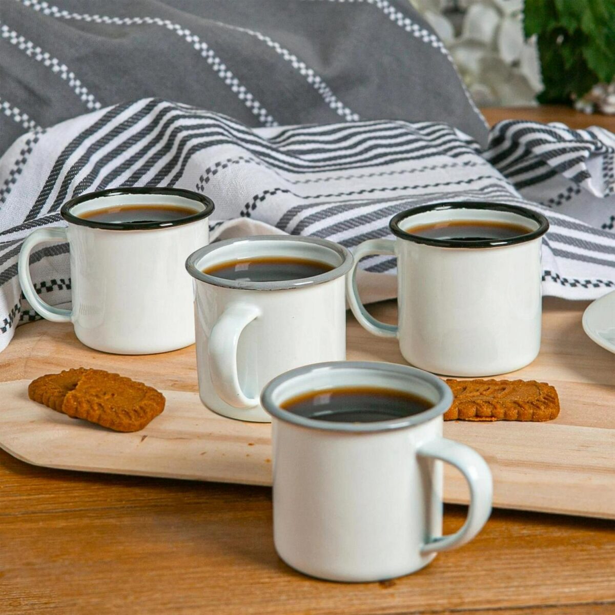 12x White Enamel Espresso Cups Metal Camping Coffee Hot Drinks Cups 130ml Grey - Image 6