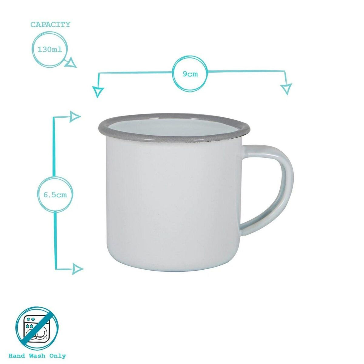 12x White Enamel Espresso Cups Metal Camping Coffee Hot Drinks Cups 130ml Grey - Image 3