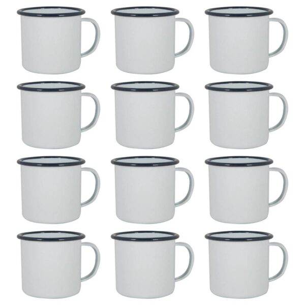 12x White Enamel Mug 1506d4f4e80bb02b0b55478605a92170
