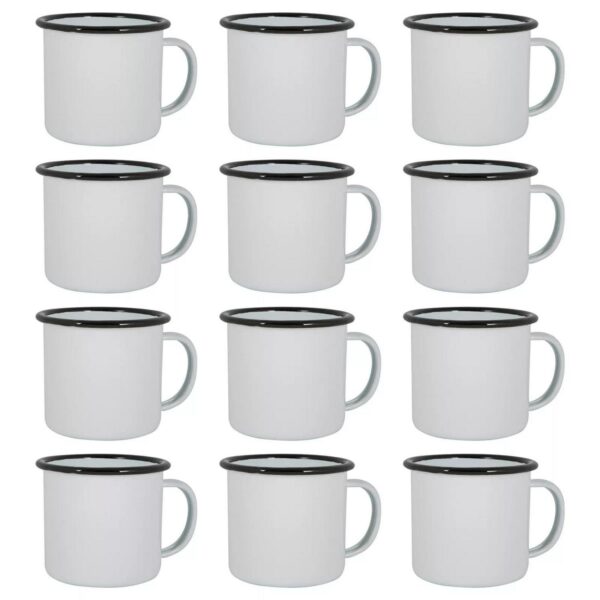 12x White Enamel Mug 56f7133c6e0ced4cdfae3c07b56e2edb