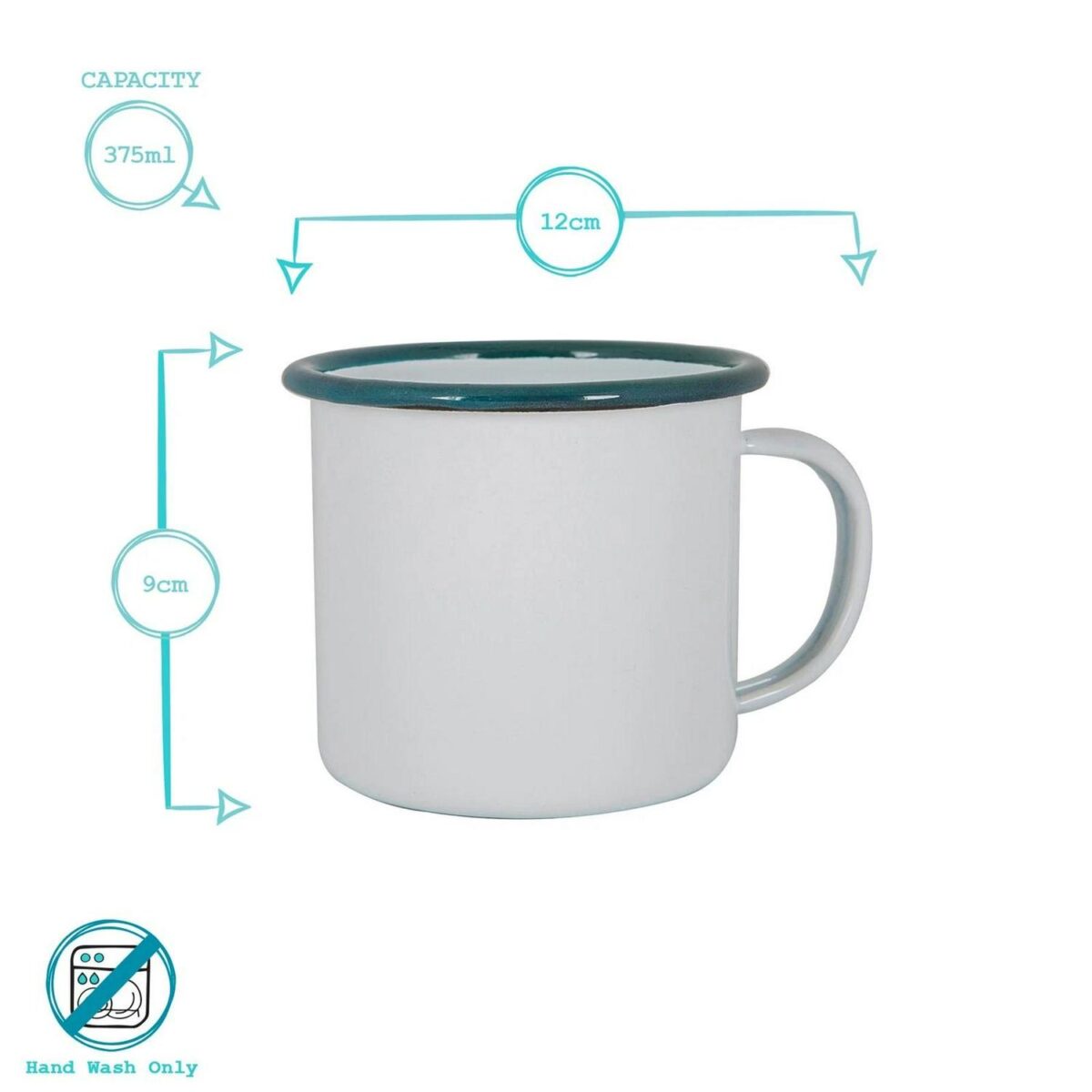 12x White Enamel Mugs Metal Camping Tea Coffee Hot Drinks Cups Set 375ml Navy - Image 3