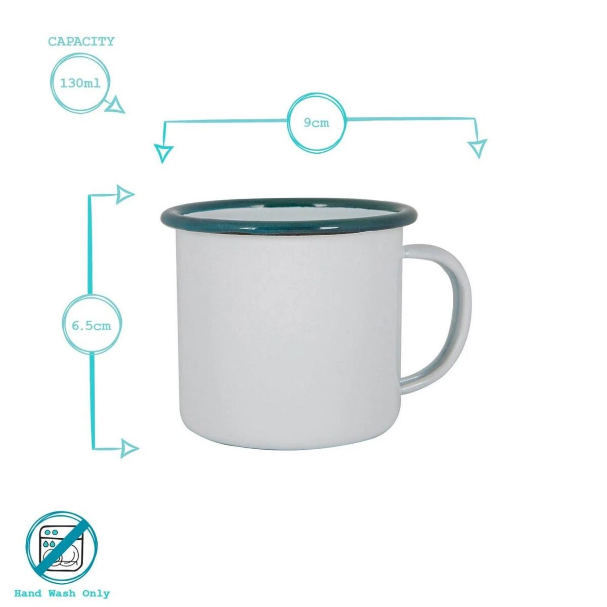 12x White Enamel Mugs Metal Camping Tea Coffee Hot Drinks Cups Set 375ml Green - Image 3