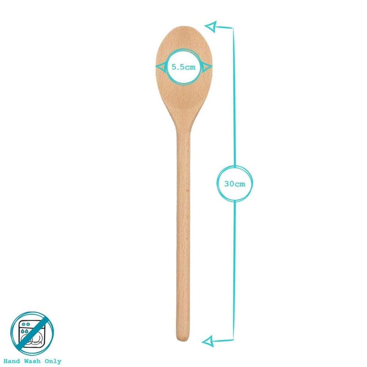 12x Wooden Cooking Spoons 30cm Non Stick Long Handle Kitchen Cookware Utensil - Image 3