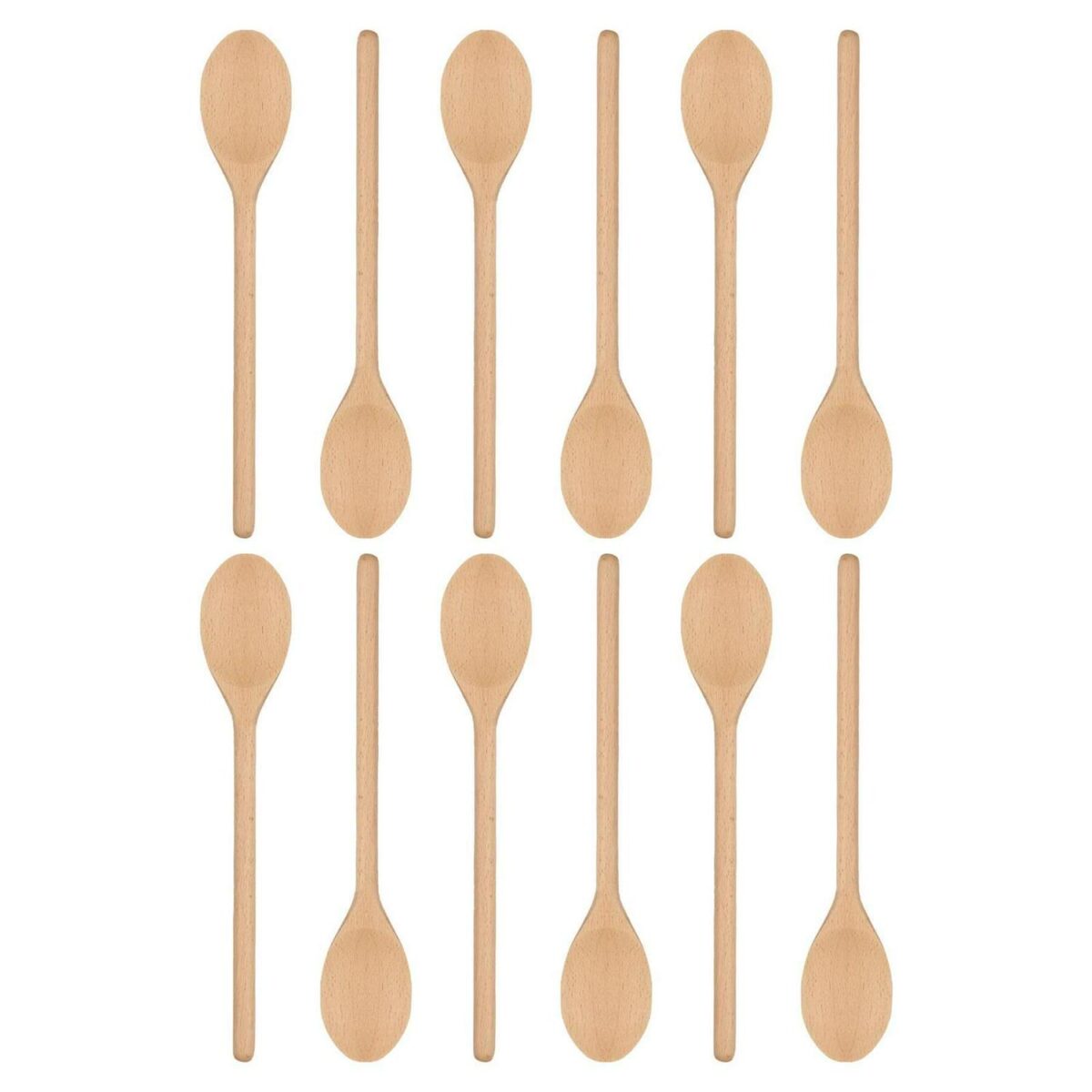 12x Wooden Cooking Spoons 30cm Non Stick Long Handle Kitchen Cookware Utensil - Image 1