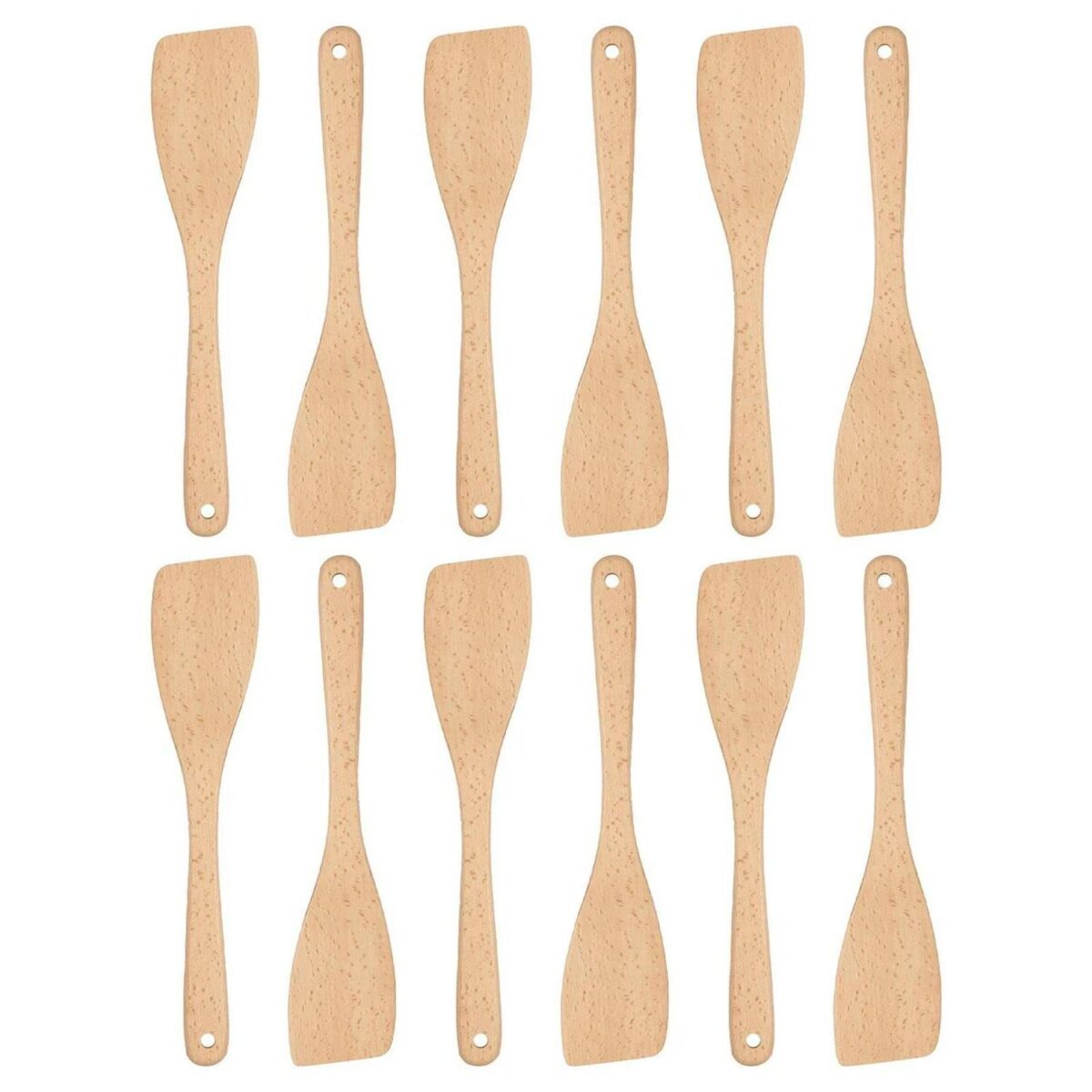 12x Wooden Spatulas 30cm Non Stick Long Handle Kitchen Cookware Utensil - Image 1