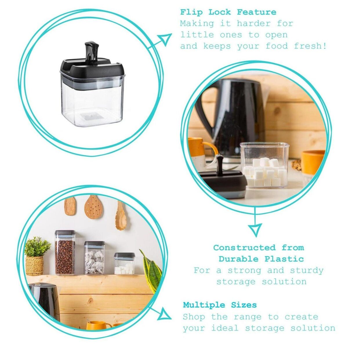 14 Piece Flip Lock Plastic Food Storage Containers Set Kitchen Food Canister - Image 2