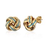 14ct Yellow Gold Enamel Love Knot Earrings