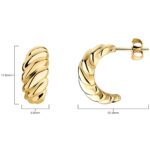 14ct Yellow Gold Textured Stud Earrings - Image 6