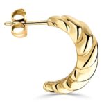 14ct Yellow Gold Textured Stud Earrings - Image 4