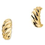 14ct Yellow Gold Textured Stud Earrings - Image 3