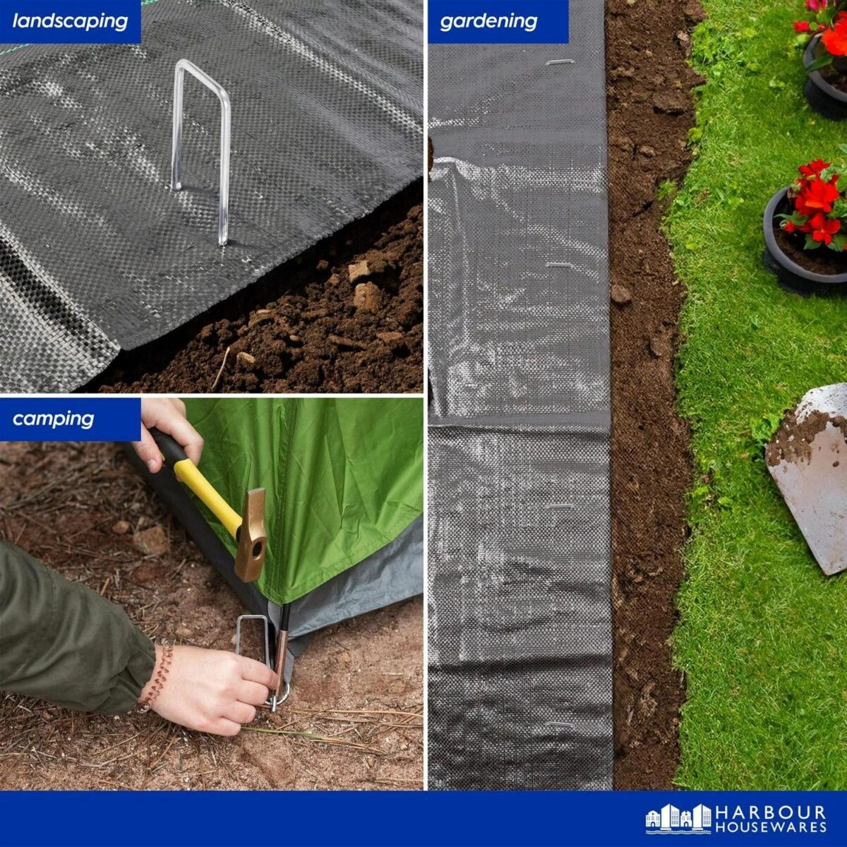 150x U-Shaped Weed Control Membrane Pegs 6  (150mm) Heavy-Duty Garden Fabric - Image 3