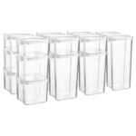 16 Piece Food Storage Containers Set Plastic Kitchen Jars Clip Lid 4 Sizes White