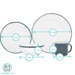 16pc White Enamel Dinnerware Set Steel Outdoor Camping Plates Bowls Mugs Black - Image 3