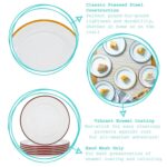16pc White Enamel Dinnerware Set Steel Outdoor Camping Plates Bowls Mugs Black - Image 2