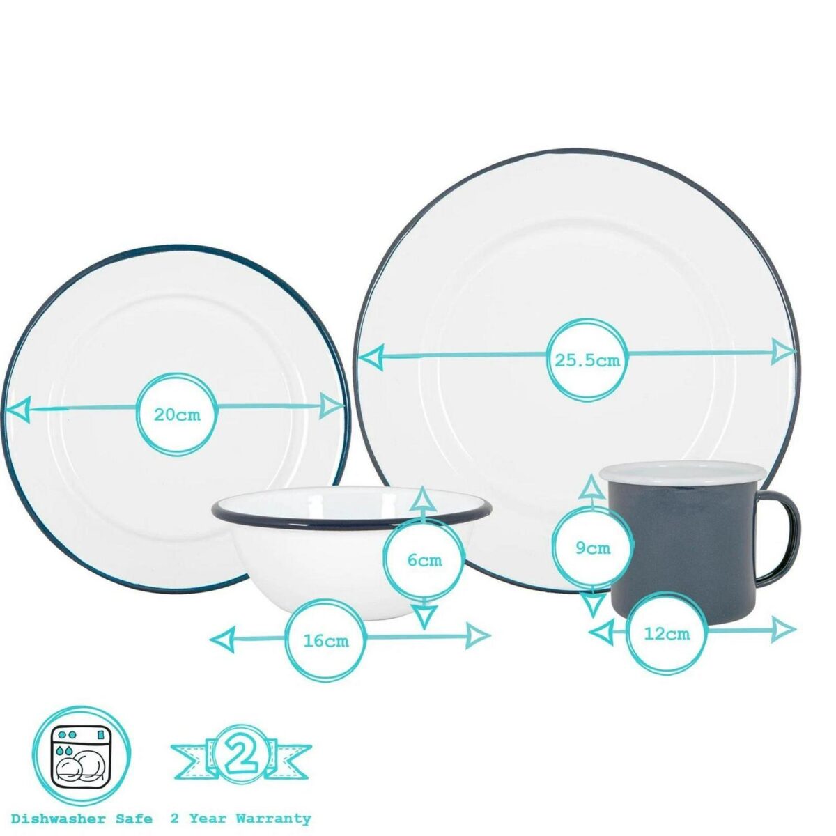 16pc White Enamel Di d7659af26a4a289a02fe3e675c3b20d9