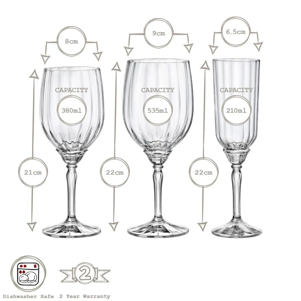 18pcx Bormioli Rocco Florian Stemware Set Glass Red White Rose Stem 9cm Clear - Image 3
