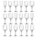18pcx Bormioli Rocco Florian Stemware Set Glass Red White Rose Stem 9cm Clear